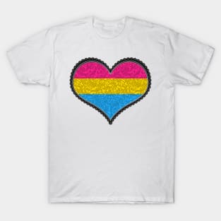 Elegant Pansexual Pride Decorative Heart in Pride Flag Colors T-Shirt